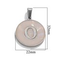 Stainless steel shell pendant with silver letter O and 32mm height measurement - Steel O