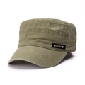 Berretto militare verde oliva in cotone lavato con etichetta Sport e rivetti in metallo - Regolabile / Cachi
