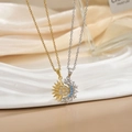 Detail von Sonnen- und Mond-Halsketten mit Mikro-Pavé-Zirkonia-Steinen für Paare - Gold Silber Sonne Mond Puzzle Set XL0282B