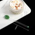 Cucchiaio in vetro trasparente con accenti verdi, lungo 148mm e largo 20mm - Verde