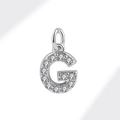 Silver letter G pendant necklace with micro-inlaid cubic zirconia crystals for women - White Gold (Letter G)