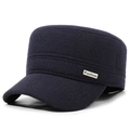 Gorra de lana azul oscuro para hombre mayor con emblema metálico de moda - Ajustable / Azul marino