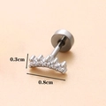 Silver flower moon cartilage stud with white cubic zirconia and flat screw back - Silver 7#