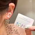 Pendientes minimalistas de plata S925 con piedras ojo de gato de colores vibrantes - Pendientes Helix de Piedra de Ojo de Gato Transparente Multicolor (A2387彩)