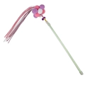Colorful cat wand toy with macaron plush flower and long flowing tassels for indoor play - Purple Tassel Flower Fur Ball (B39408)