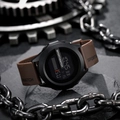 Digital sport watch with black dial and brown silicone strap on industrial background - 601 5th Gen Brown