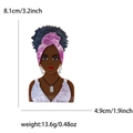 Spilla creativa in acrilico donna africana con trama marmorea e dettagli delle misure - Stile Capelli Blu