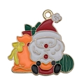 Ciondolo Babbo Natale in smalto con cappello rosso e sacchi regalo per gioielli fai-da-te - Babbo Natale con Sacco (19572) / 1 Pezzo (25x26mm)