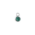 Polished stainless steel round emerald birthstone pendant for DIY jewelry making - Dark Green
