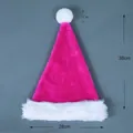Hot pink plush Christmas hat with white faux fur trim and pompom for adults and kids - 38*28cm / Rose Red Long Plush Kids