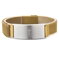 Bracciale in maglia d'acciaio dorato con placca d'argento incisa con il Padre Nostro - Bracciale in Maglia Milanese / Oro