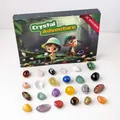 24 natural crystal and mineral specimens in a cartoon theme box for educational collection - 24 Kinds Crystal Blind Box Set (Tumbled Stones)
