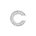 Silver C-shaped ear cuff with multi-layer pavé rhinestones for non-pierced ears - Outer Diameter 1.6cm / White K - 1.6 Outer Dia - White (S29)