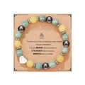 Bracelet fait main en pierres naturelles avec pendentif cœur et carte de 21ème anniversaire - Bracelet en Pierre Jaune Vert + Carte Joyeux 21ème