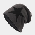 Bonnet en tricot gris foncé avec motif étoile noire et doublure polaire chaude - Taille unique / gris foncé