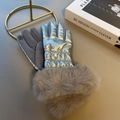 Winter thermal touch screen gloves in silver metallic finish with grey faux fur cuffs - One Size / Silver S054