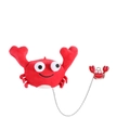 Spilla a granchio in peluche rosso con catena d'argento e ciondolo in metallo per borsa - Granchio Rosso (Spilla a Catena)