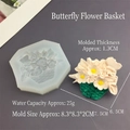 Detailed macro view of butterfly flower basket silicone mold with finished resin piece - Butterfly Flower Basket Mold
