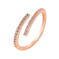 Elegant rose gold adjustable open ring featuring a sparkling zircon pavé spiral design - Rose Gold Spiral Row