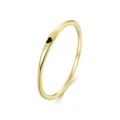 Minimalist 925 sterling silver ring with gold plating and a black enamel heart design - Size 6 / Gold