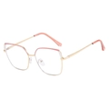 Classic cat-eye blue light blocking glasses in rose gold metal with pink frame detail - Pink White Frame