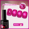 Macro detail of magenta cat eye nail gel MY012 showing 3D texture and thick consistency - Rose Red (MY012)