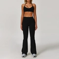 Set yoga nero due pezzi con top sportivo corto e leggings a vita alta a zampa - Taglia S / Top E Pantaloni / Nero premium