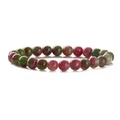 Natural multicolor watermelon tourmaline beaded bracelet with vibrant red and green stones - Pink and Green