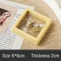 Minimalist square jewelry box with 6x6cm clear PE film for ring storage - Square Film Suspension Box (7*7) / Yellow
