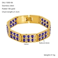 18K gold-plated double-layer stainless steel bracelet with blue natural stone beads - Gold-Transparent Blue Mixed Beads