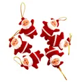Set of 6 mini Santa Claus ornaments with gold strings for Christmas tree decoration - 6Pcs Small Red Santa Claus Ornaments
