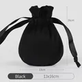 Premium black velvet drawstring jewelry pouch with silk ribbons in 13x16cm size - 13x16cm / Black