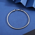 Detailed close-up of a silver snake chain bracelet featuring a polished spring clasp - Round Snake Bone Bracelet [Width 2mm] / Length 21cm