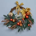 Christmas wreath with champagne gold ornaments, pine cones, and Merry Christmas sign - 50cm Half Ring Gold (No Lights)