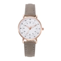 Montre à quartz minimaliste avec bracelet en cuir gris et boîtier or rose - Gris