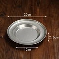 Vintage stainless steel pasta plate 20cm round metal dish for western dining and barbecue - 20cm Wide Rim Straw Hat Plate (Vintage)