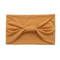 Wide yellow cotton sports headband with bow knot for yoga and fashion styling - Khaki/Earth Yellow