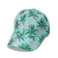 Blue baseball cap with flamingo and palm tree prints for summer beach wear - Flamingo and Palm Tree Style (A)