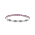 Eternity band ring with round pink cubic zirconia stones set in polished silver steel - US5 / October Light Rose-Silver Color