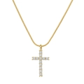 Gold plated cross pendant necklace with white cubic zirconia and sleek snake chain - Diamond Cross Style (MY2495-10)