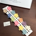 Mini flower hair claw clips set in matte Morandi colors on a white display card - Set-12 / Random Color