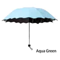 Aqua green folding umbrella with sun protection coating and wavy edge design - Aqua Green