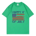 T-shirt vert pour la fête de l'indépendance avec imprimé HAPPY 4th OF JULY et drapeau - XS / Hauts / Vert