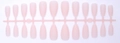 Macro detail of 24 pieces matte almond press-on nails in nude pink on a plastic rack - Matte Light Pink (SDM-15)