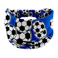 Blue elastic sports headband featuring a seamless black and white soccer ball pattern - Klein Blue