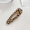 Classic leopard print acrylic hair clip with golden metal duckbill base for women - Water Drop Dark Leopard