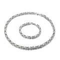 Polished silver Byzantine link chain necklace and bracelet set for men in stainless steel - 6mm Specification (KS137938-Z)