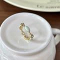 Adjustable golden ring featuring oval green enamel butterflies and sparkling zircon accents - Emerald Open Ring