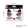 Glittery cat face makeup stickers with black cat ears and colorful sequin details - Cat Theme Face Stickers [White Base]