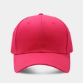 Detailed front view of deep pink cotton baseball cap with ventilation eyelets - Adjustable / Hot Pink